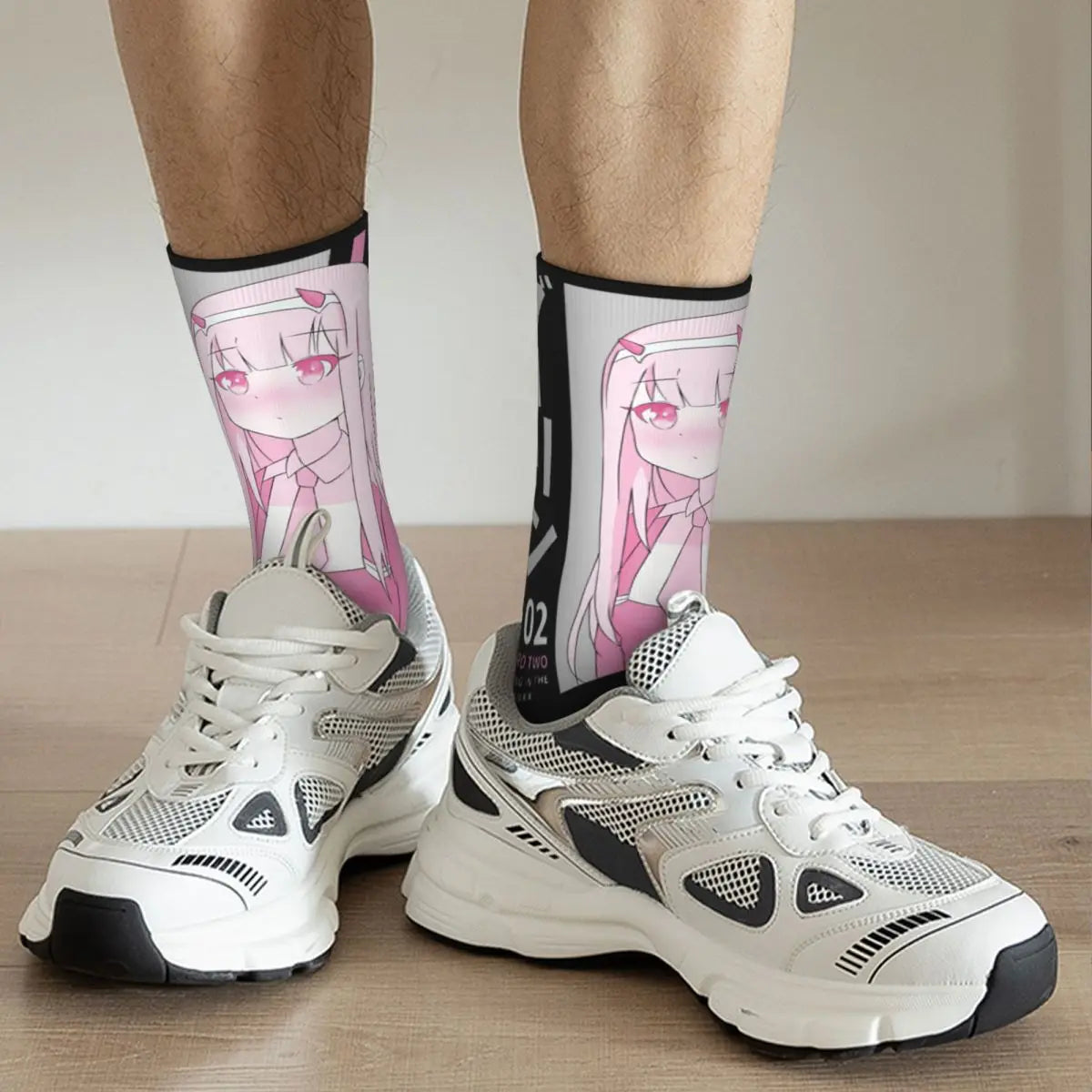 Calcetines novedosos para mujer, accesorios de historia Kawaii Zero Two, calcetines gráficos lindos de Darling In The Franxx para toda la temporada