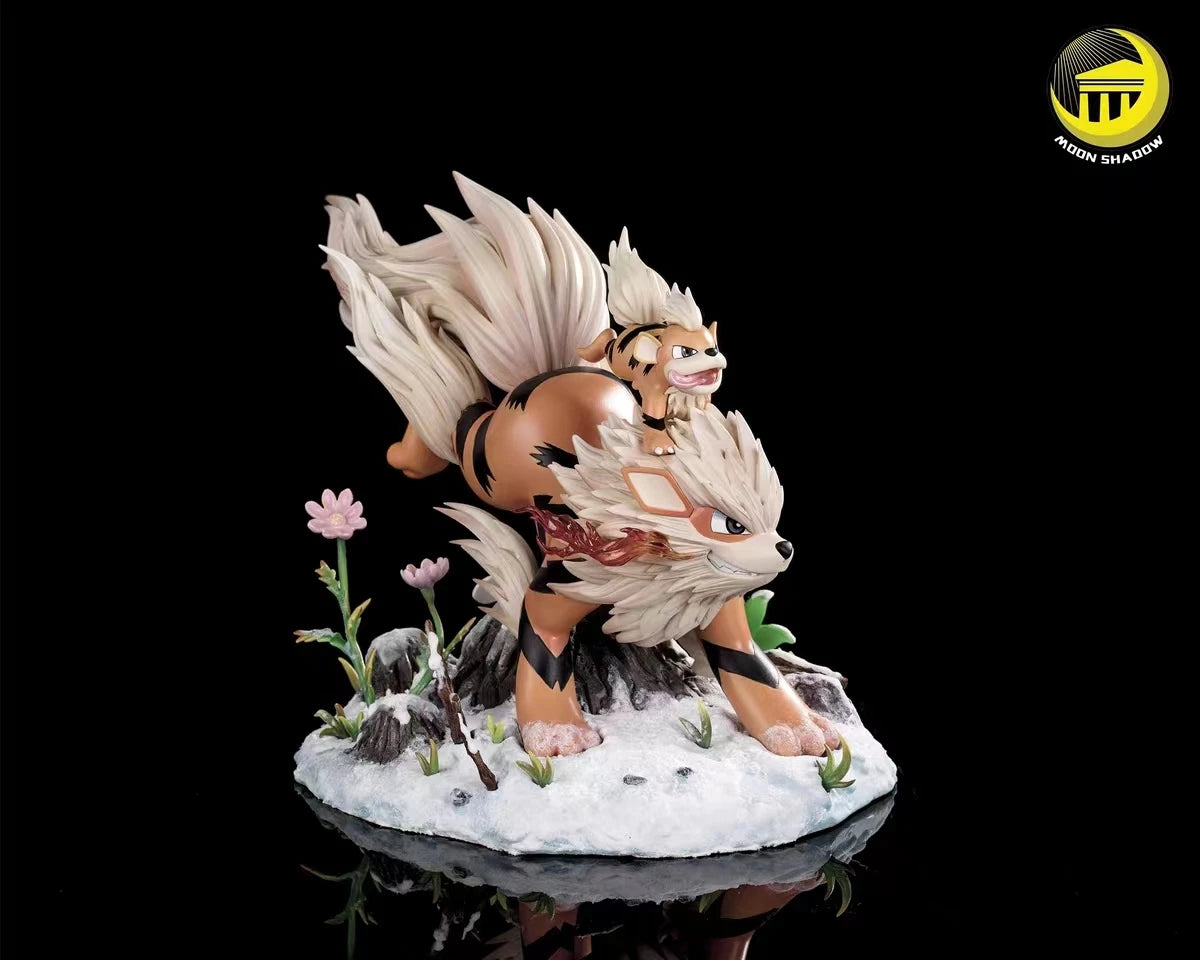 (ONLY ONE LEFT) 100% Original Anime GK Pok É Mon Moon Shadow Palace Natural Series Wind Speed Dog Family Blazing Fire, Snowy Treading Statue