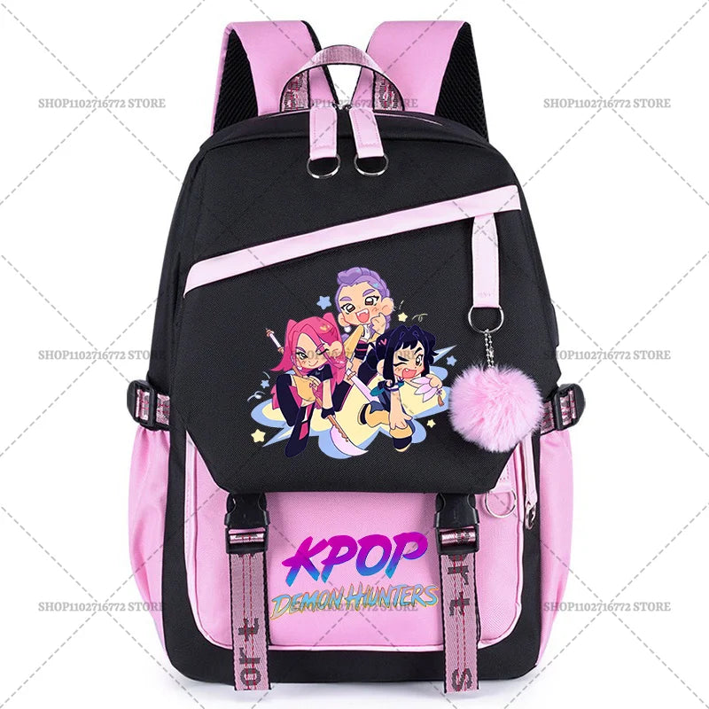 K Pop Demon Hunters School Backpack for Students Daily Mochila 2025 Hot Movie Women Backpacks for Girl Laptop Usb Port Bag Gift