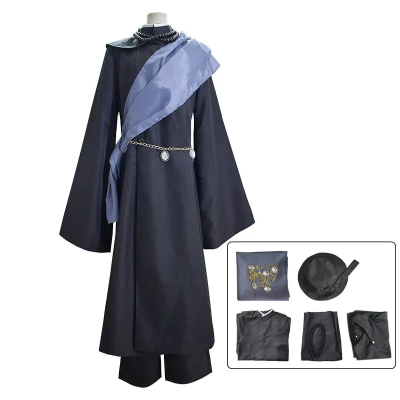 Black Butler Under Taker Cosplay Costume Wig Kuroshitsuji Undertaker Adult Halloween Party Outfits with Hat