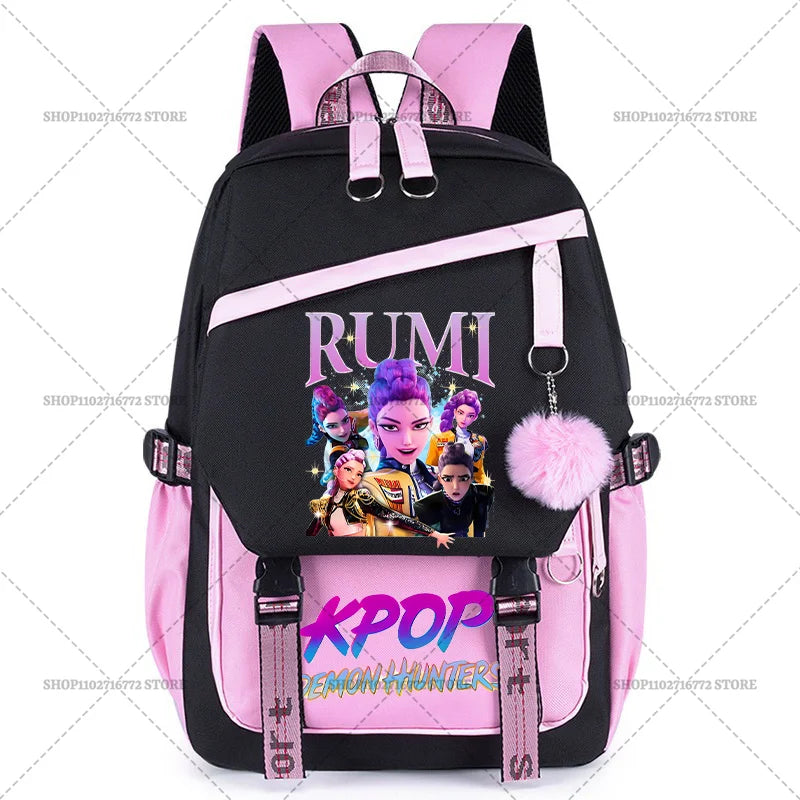 K Pop Demon Hunters School Backpack for Students Daily Mochila 2025 Hot Movie Women Backpacks for Girl Laptop Usb Port Bag Gift