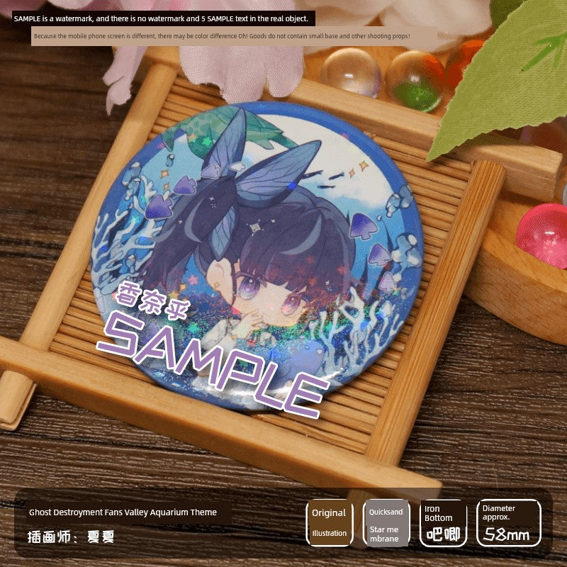 Kimetsu No Yaiba-accesorios periféricos originales para acuario, llavero de mariposa transparente sin insignia de Ichiro