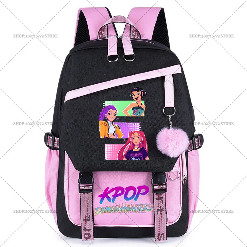 K Pop Demon Hunters School Backpack for Students Daily Mochila 2025 Hot Movie Women Backpacks for Girl Laptop Usb Port Bag Gift