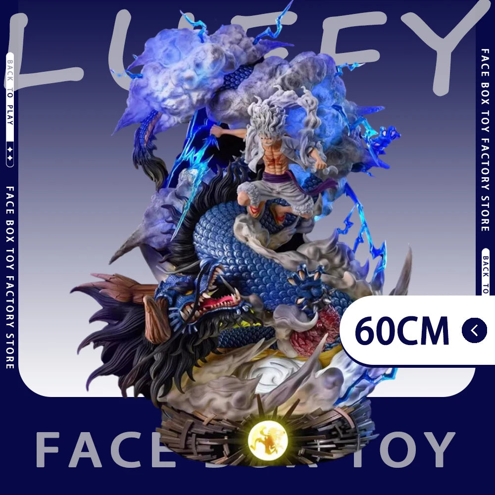 60cm One Piece Extra Large Anime Figure Monkey D Luffy Illuminant Figures Gear 5 Luffy Figurine PVC Statue Model Colectible Toy