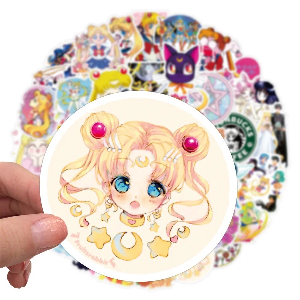 10/30/50PCS Cartoon Sailor Moon Cartoon Graffiti Personality Trend Guitar Decoration Sticker Water Cup Suitcase StickerWholesale
