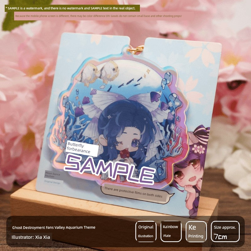 Kimetsu No Yaiba-accesorios periféricos originales para acuario, llavero de mariposa transparente sin insignia de Ichiro