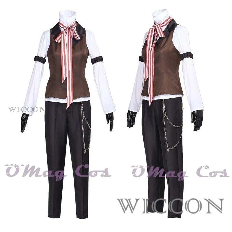 Black Butler Grell Sutcliff Michaelis Cosplay Costume Wig Uniforms Anime Cosplay Halloween Party Unisex Fancy Red Suit Glasses