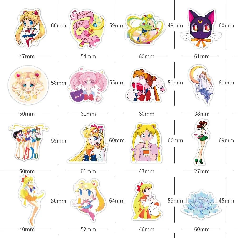 10/30/50PCS Cartoon Sailor Moon Cartoon Graffiti Personality Trend Guitar Decoration Sticker Water Cup Suitcase StickerWholesale