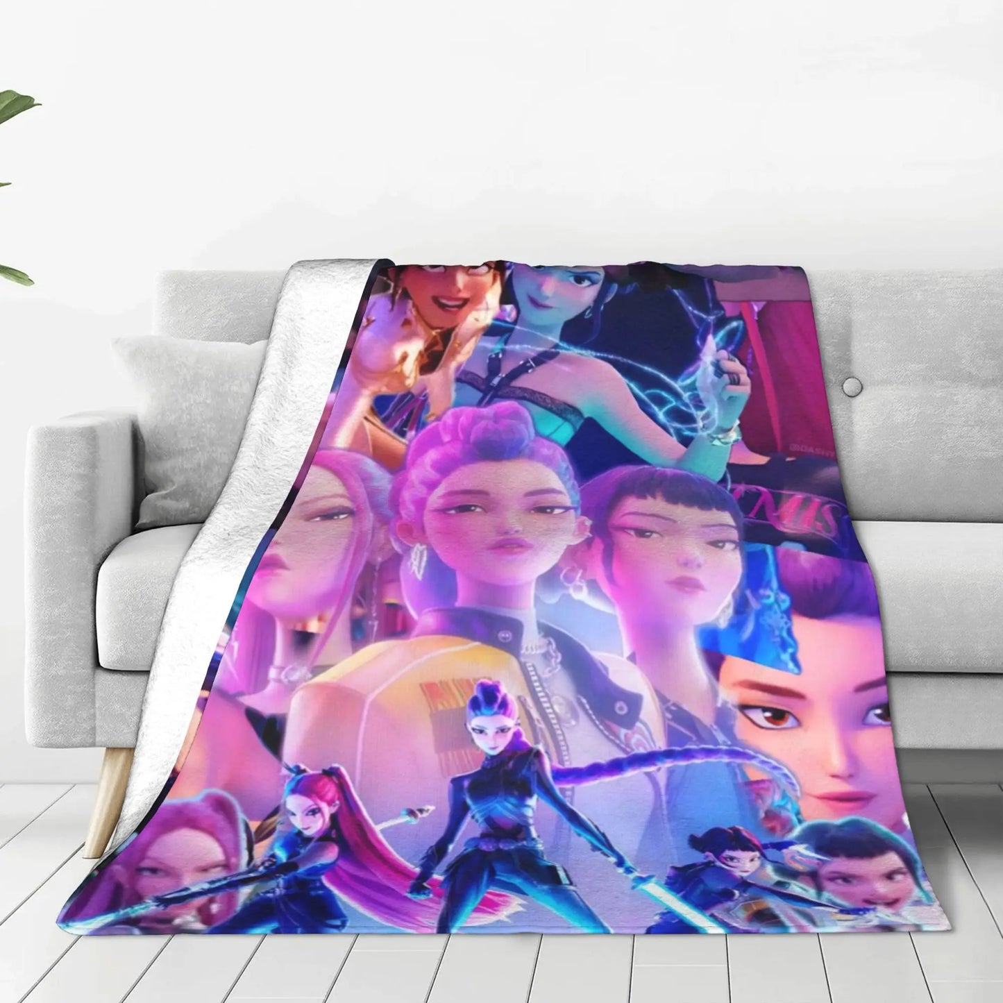 kpop Demon Hunters Huntrix & Saja Boys Blanket  Super Warm Comfortable Plush Throw Blanket Child Home Decor Flannel  Bed Cover
