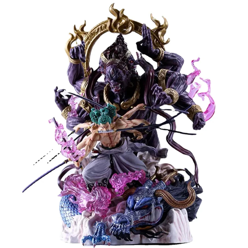 48cm One Piece Figure Roronoa Zoro Nine Knives Flow Pop Max Asura Zoro Action Figures PVC Collection Statue Model Toys for Gift