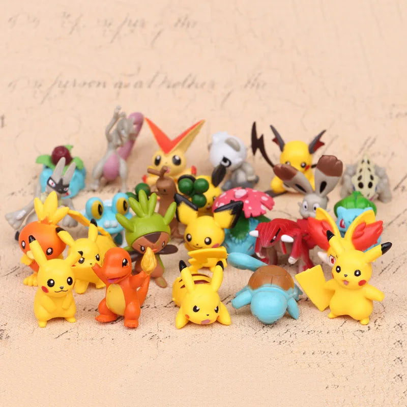 24 unids/set 4-5cm Pokemon Pikachu figuras de Anime juguetes para niños regalos de navidad dibujos animados Pokemon muñecas MODELO DE figura de acción juguetes Set