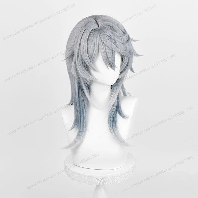 Honkai:Star Rail Sunday Cosplay Wig 52cm Gray Blue Gradient Hair Anime HSR Cosplay Heat Resistant Synthetic Wigs