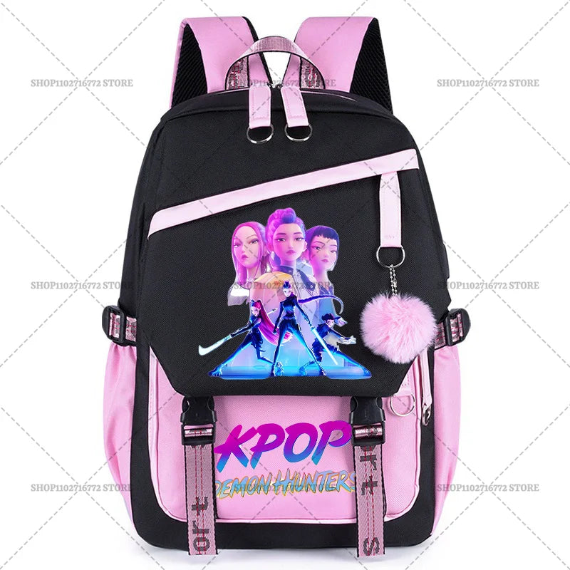 K Pop Demon Hunters School Backpack for Students Daily Mochila 2025 Hot Movie Women Backpacks for Girl Laptop Usb Port Bag Gift