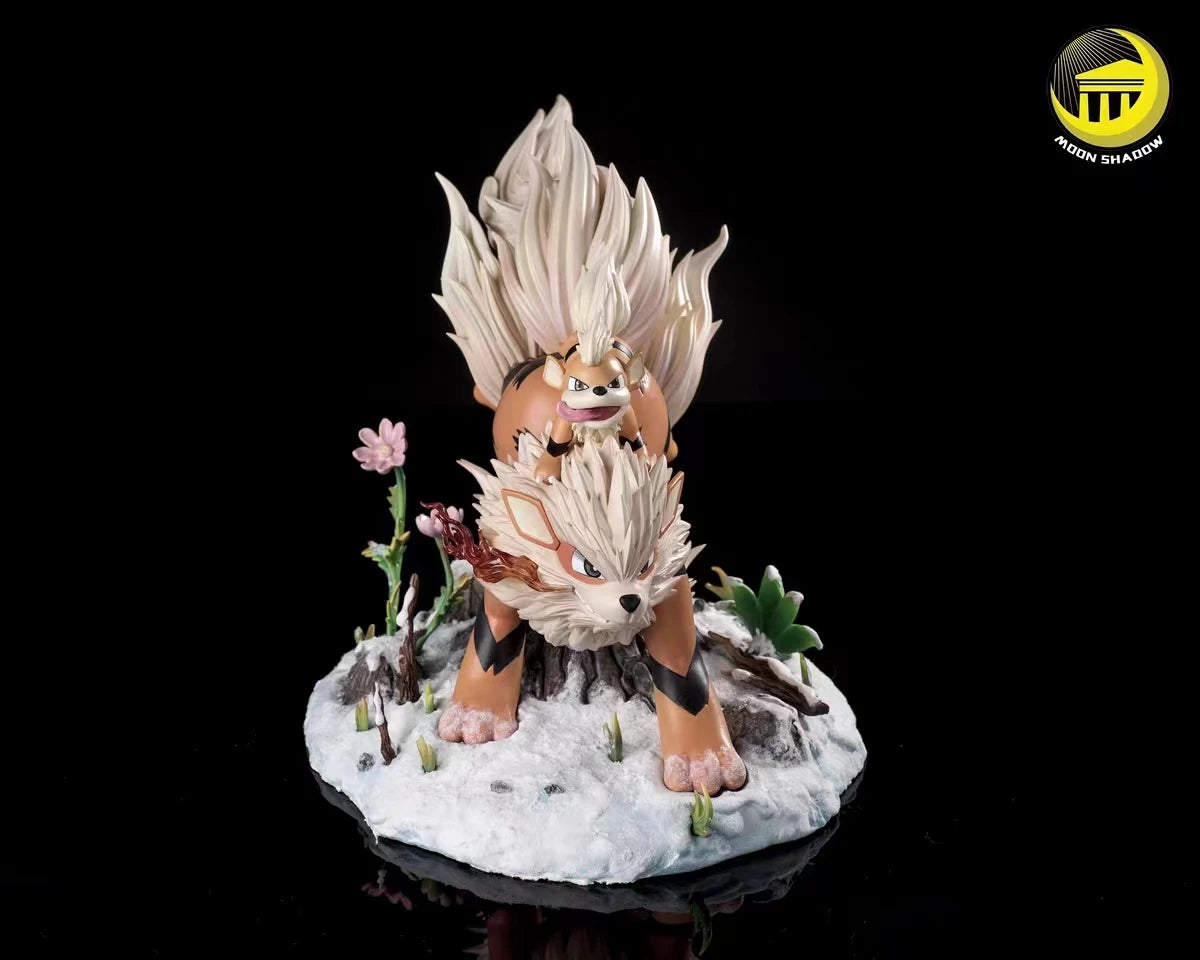 (ONLY ONE LEFT) 100% Original Anime GK Pok É Mon Moon Shadow Palace Natural Series Wind Speed Dog Family Blazing Fire, Snowy Treading Statue