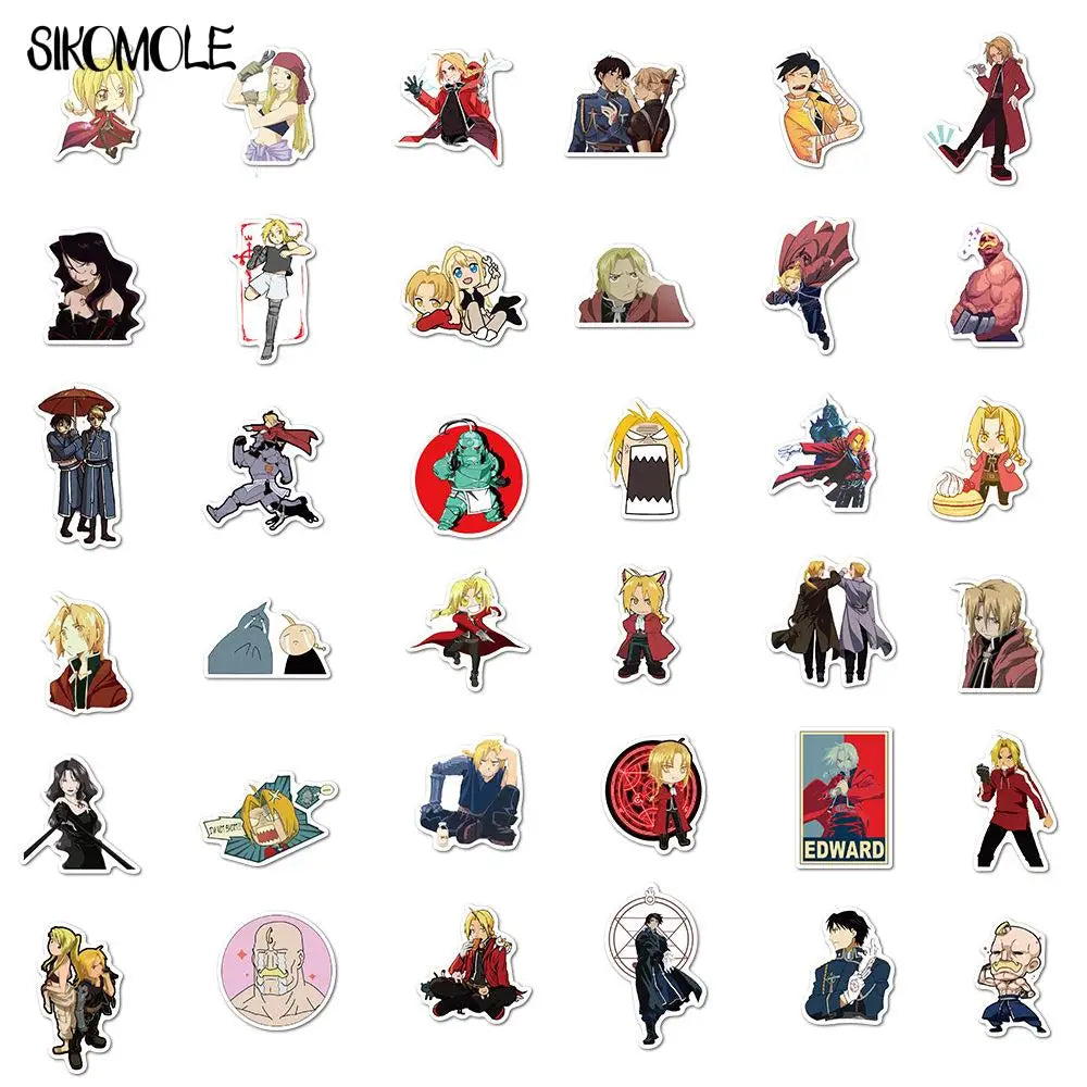 10/30/50PCS Cartoon Fullmetal Alchemist Anime Sticker DIY Case Stationery Laptop Guitar Skateboard Decal Graffiti Stickers F5