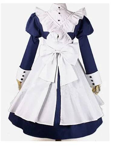 Japanese Anime Black Butler Maid Kuroshitsuji Mey Rin Maid Costume Woman Cosplay Costumes Dress + Apron For Halloween Party