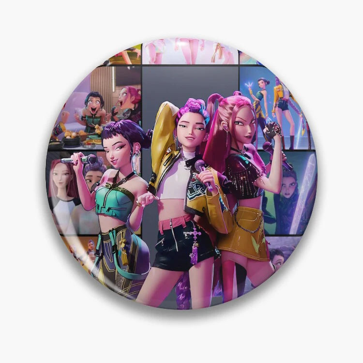 K-Pop Demon Hunters Huntrix Girlgroup Anime Brooch Bag Clothing Hat Badge Accessories Jewelry Gifts