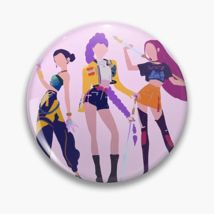 K-Pop Demon Hunters Huntrix Girlgroup Anime Brooch Bag Clothing Hat Badge Accessories Jewelry Gifts