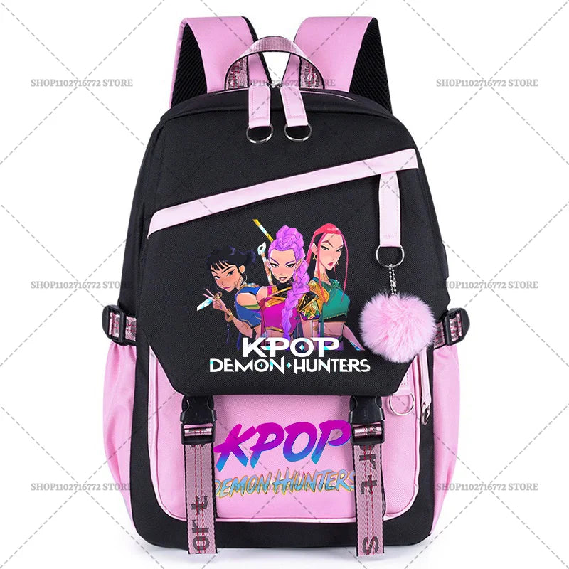 K Pop Demon Hunters School Backpack for Students Daily Mochila 2025 Hot Movie Women Backpacks for Girl Laptop Usb Port Bag Gift