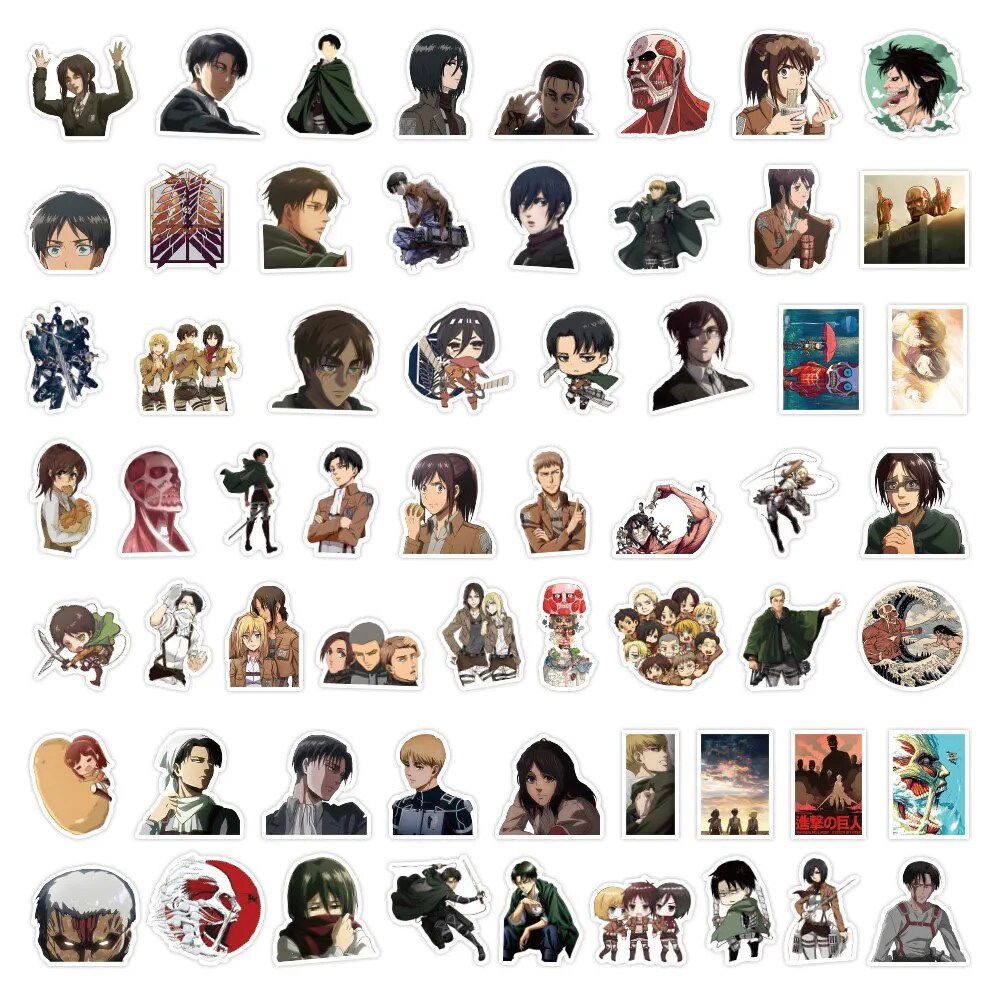 10/30/60PCS Anime Attack On Titan Shingeki no Kyojin Sticker DIY Laptop Luggage Skateboard Graffiti Decals Sticker for Kid Toys