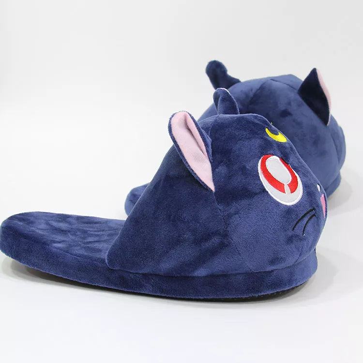 28cm Anime Sailor Moon Luna Cat Plush Toys Home House Winter Slippers Indoor Shoes Women Gifts