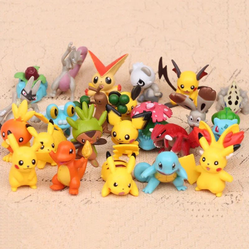 24 unids/set 4-5cm Pokemon Pikachu figuras de Anime juguetes para niños regalos de navidad dibujos animados Pokemon muñecas MODELO DE figura de acción juguetes Set