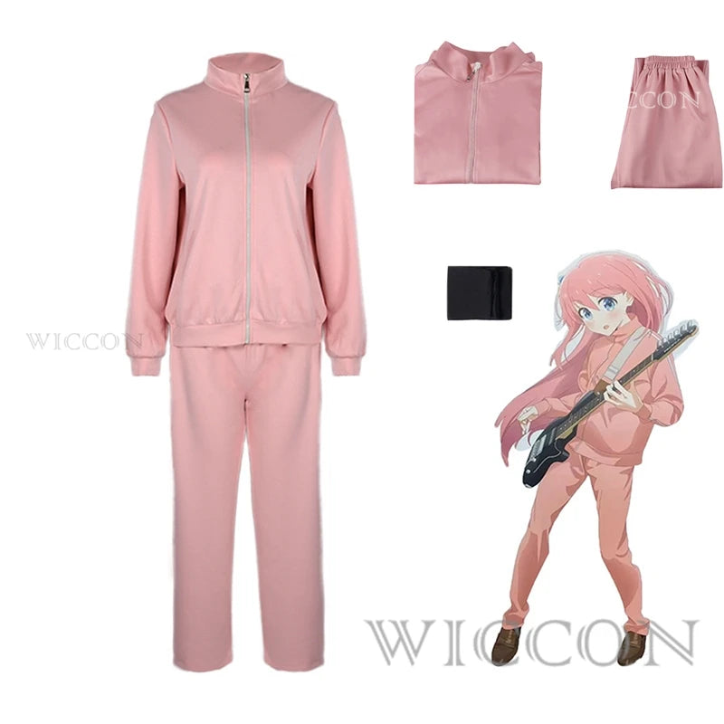 Gotou Hitori Cosplay Bocchi The Rock Gotou Hitori Cosplay Costume JK Uniform Pink Jacket Skirt Wig Suit Halloween Anime Cosplay