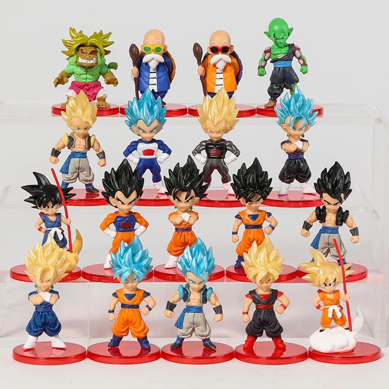 Dragon Ball Z Super Saiyan Son Goku Gohan Vegeta Gogeta Piccolo Majin Buu Cell Q Version Figures Toys Dolls Set