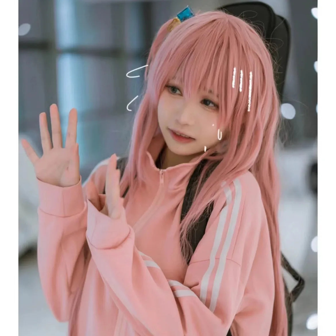Gotou Hitori Cosplay Bocchi The Rock Gotou Hitori Cosplay Costume JK Uniform Pink Jacket Skirt Wig Suit Halloween Anime Cosplay