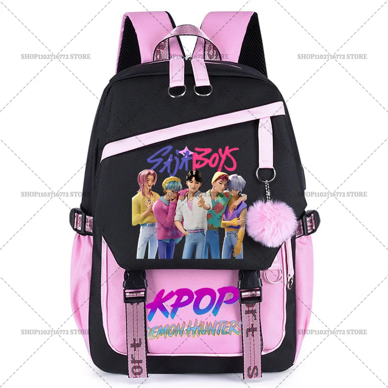 K Pop Demon Hunters School Backpack for Students Daily Mochila 2025 Hot Movie Women Backpacks for Girl Laptop Usb Port Bag Gift