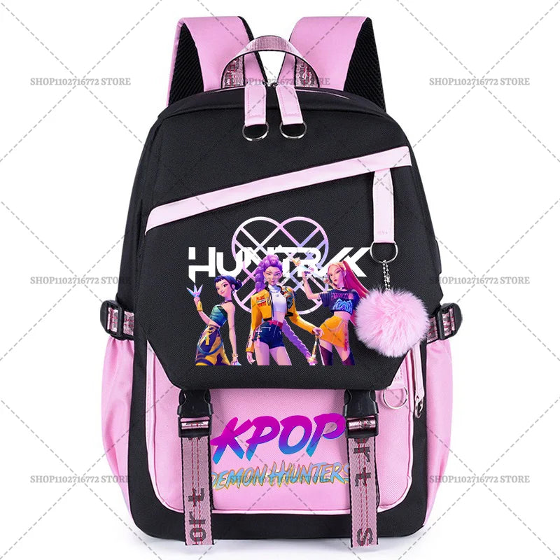 K Pop Demon Hunters School Backpack for Students Daily Mochila 2025 Hot Movie Women Backpacks for Girl Laptop Usb Port Bag Gift