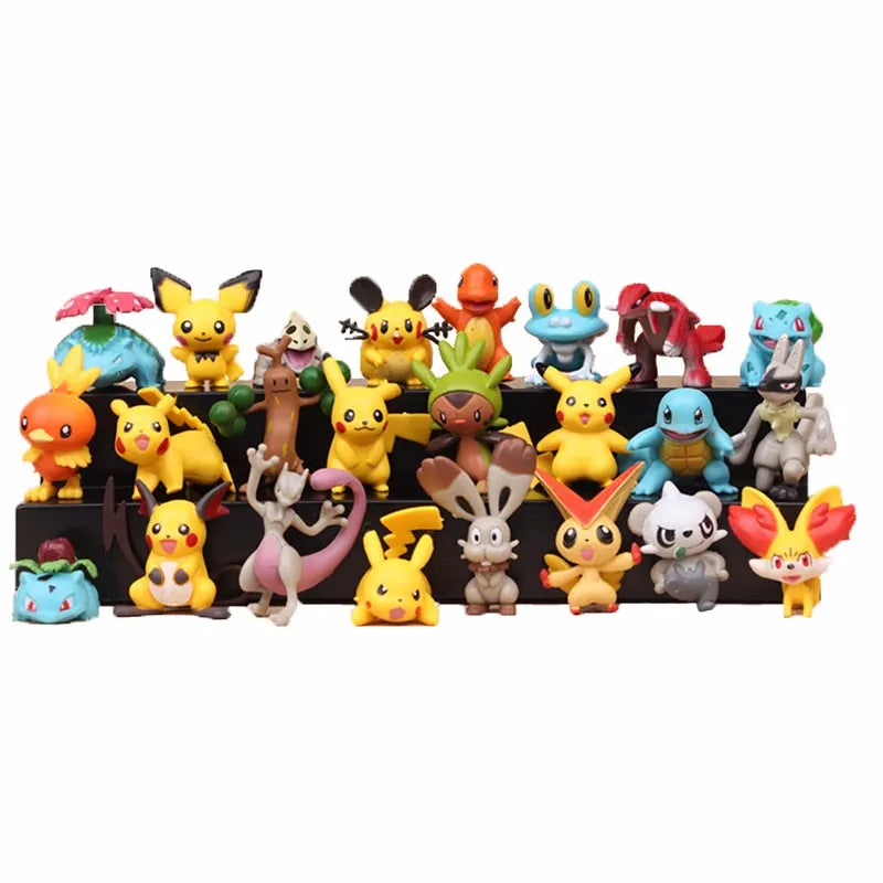24 unids/set 4-5cm Pokemon Pikachu figuras de Anime juguetes para niños regalos de navidad dibujos animados Pokemon muñecas MODELO DE figura de acción juguetes Set