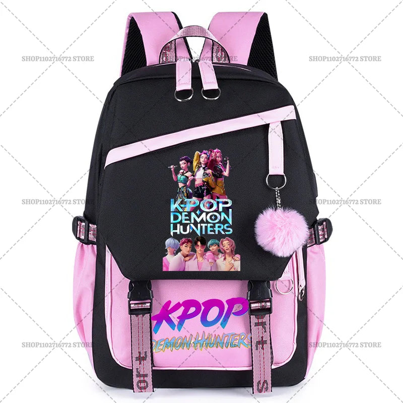 K Pop Demon Hunters School Backpack for Students Daily Mochila 2025 Hot Movie Women Backpacks for Girl Laptop Usb Port Bag Gift