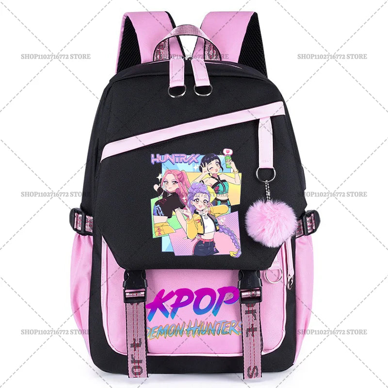 K Pop Demon Hunters School Backpack for Students Daily Mochila 2025 Hot Movie Women Backpacks for Girl Laptop Usb Port Bag Gift