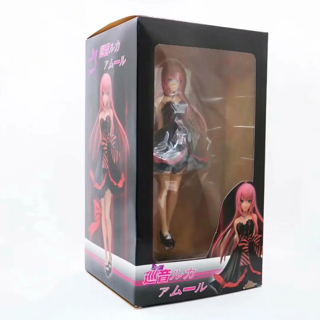 23cm Anime Cute Hatsune Miku Action Figure Kawaii Ceremonial Dress Megurine Luka Garage Kit Color Box Decoration Birthday Gift