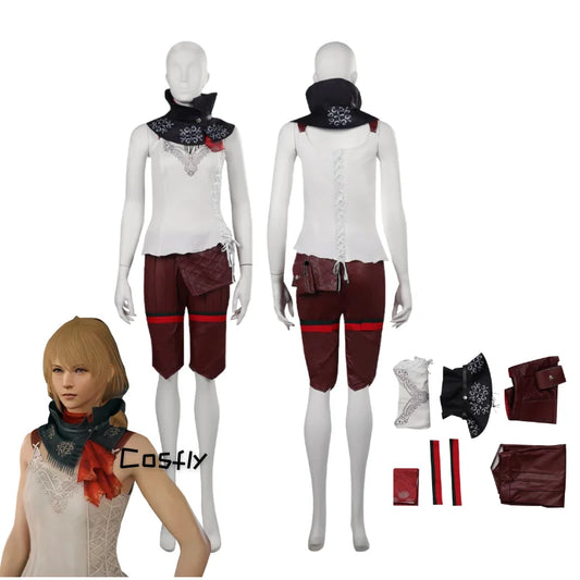 Final Fantasy XVI Mid Cosplay Women Costume Vest Scarf Shorts Outfit Fantasia Role Playing Outfits Halloween Disguise Party Suit