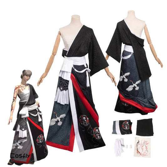 Final Fantasy Yakaku Dogi Cosplay Kimono Costume FF14 Night Crane Women Girls Fantasia Outfits Halloween Carnival Disguise Suit