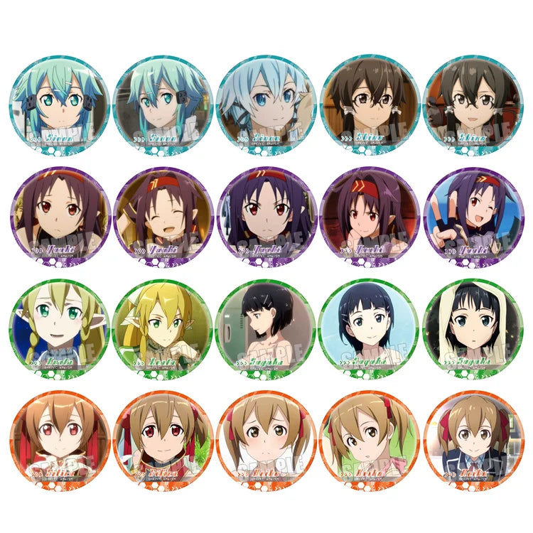 1pc 58mm Sword Art Online Asada Shino Kirigaya Suguha Cool Brooch badges