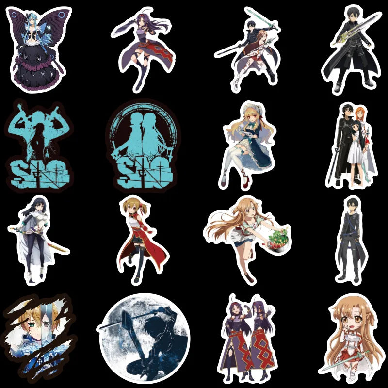 10/30/50PCS Cartoon Sword Art Online Anime Stickers Adhesive Asna Kirito Sticker DIY Toy Phone Diary Laptop Graffiti Stickers F5