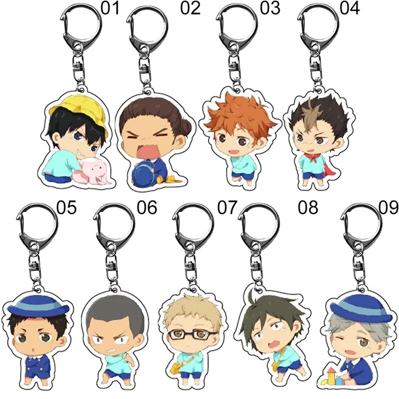 Haikyuu Keychain Man Key Chain Bags Women Acrylic Key Ring Chain For Pants Kids Pendant Fashion Hinata Shoyo Kozume Kenma Brelok