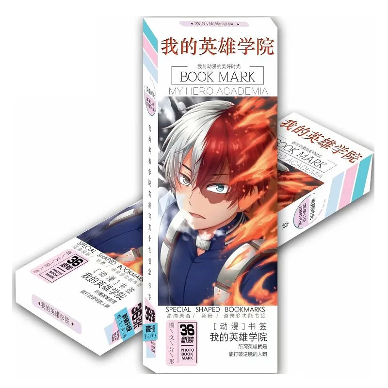 36 Pcs/Set Anime My Hero Academia Paper Bookmark Midoriya Izuku, Todoroki Shouto Book Holder Message Card Cosplay Gift