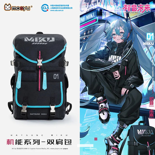 Mochila Moeyu de Anime Vocaloid, bolso de hombro de colegio Miku, Cosplay para hombres, estudiantes, portátil, viaje, senderismo, mochila informal a la moda para mujeres