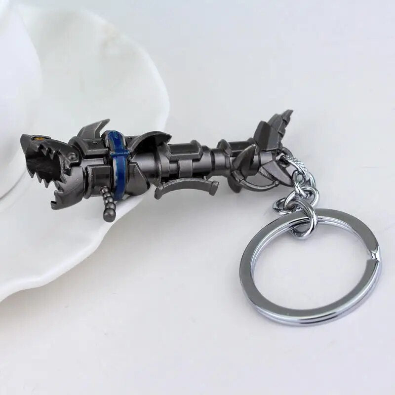 Game LOL Keychain League of Legends Jinx cannon Keyring Iron Solari Leona Teemo Weapon Pendant Key Chain Metal Buckle Jewelry