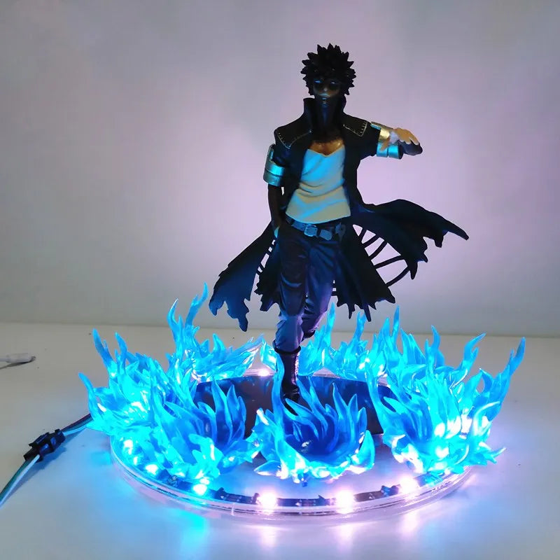 Figuras de My Hero Academia Anime Dabi escena de fuego azul DIY Led PVC juguete 17cm Boku no Hero Academia Dabi estatua figuras de acción muñeca