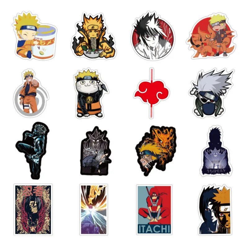 50/100pcs New Naruto Japanese Manqi Graffiti Sticker Water Removable Trolley Case Sticker Notebook Sticker Car Sticker