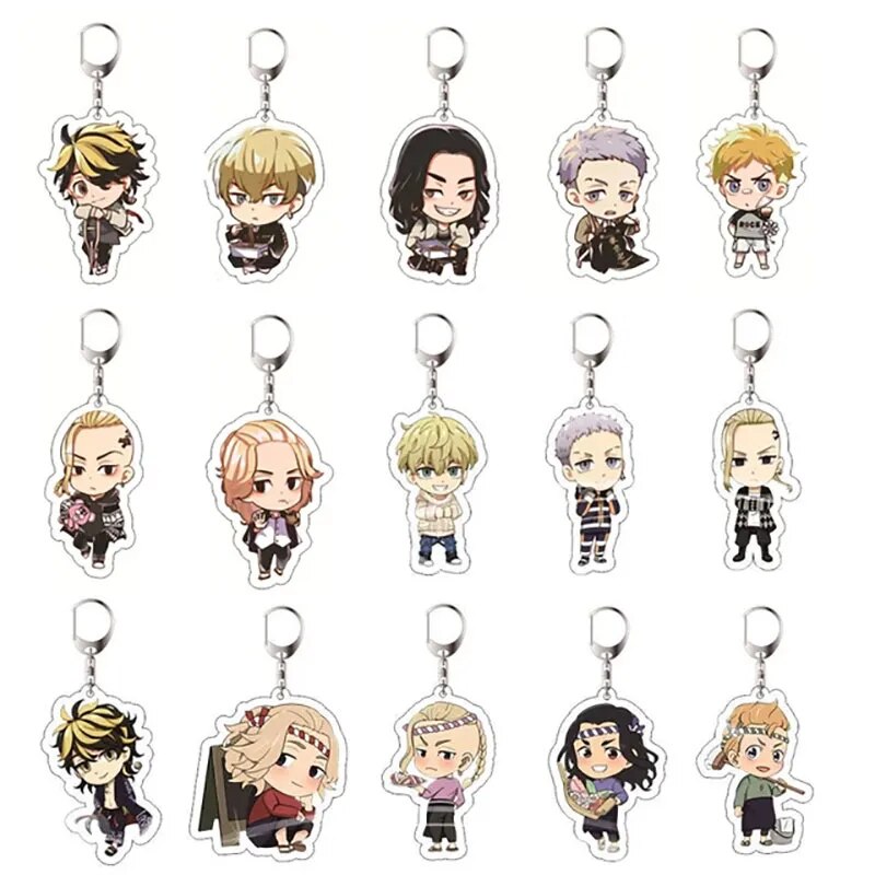 Anime Tokyo Avengers Cosplay Keychain Tokyo Revengers Q Version Manjiro Ken Takemichi Hinata Atsushi Chibi Key Chain Ring Props