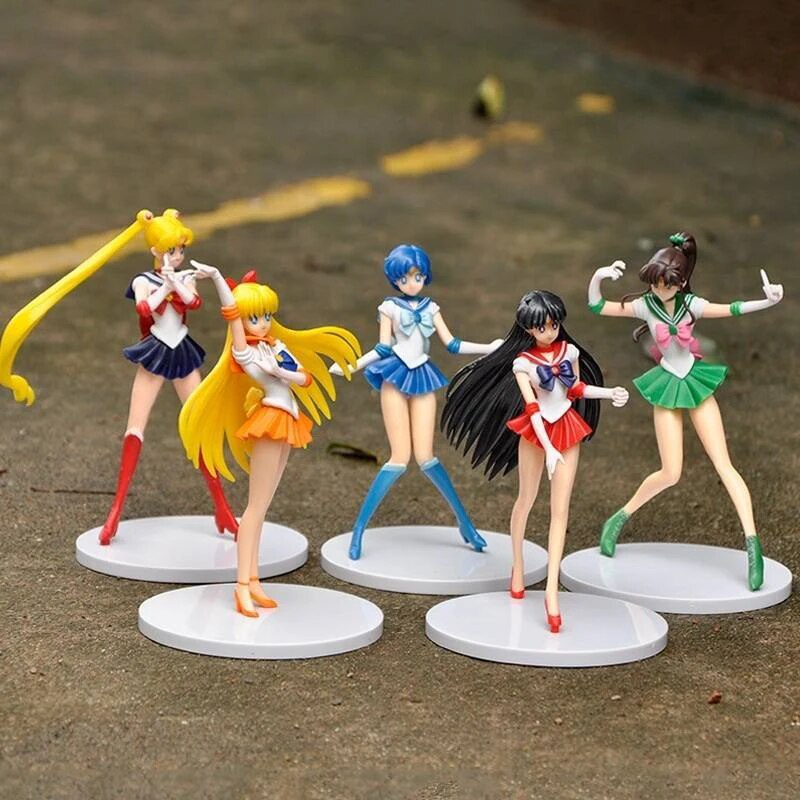 5pcs Set Sailor Moon Action Figures Model Toy Tsukino Usagi Tuxedo Mask Venus Anime Collection Decoration Cartoon Doll For Gift