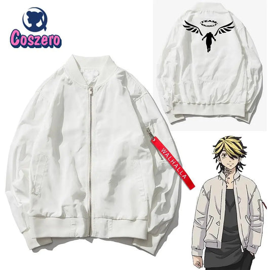 Kazutora Hanemiya Cosplay Tokyo Revengers Costumes White Coat Valhalla Uniform Baseball Coat Mikey Draken Halloween