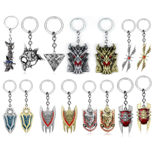 Game LOL Keychain League of Legends Jinx cannon Keyring Iron Solari Leona Teemo Weapon Pendant Key Chain Metal Buckle Jewelry