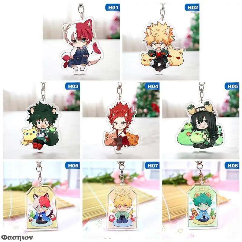 Anime My Hero Academia Keychain Todoroki Shouto Cosplay Double Sided Transparent Acrylic Key Chain Cute Funny Jewelry Fans Gift